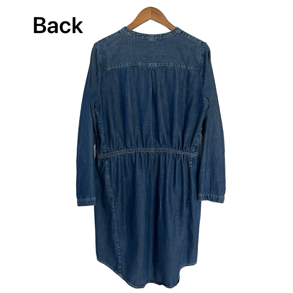 Lucky Brand Tencel Denim Henley Tie Waist Shirt Dress Size L - Picture 3 of 15